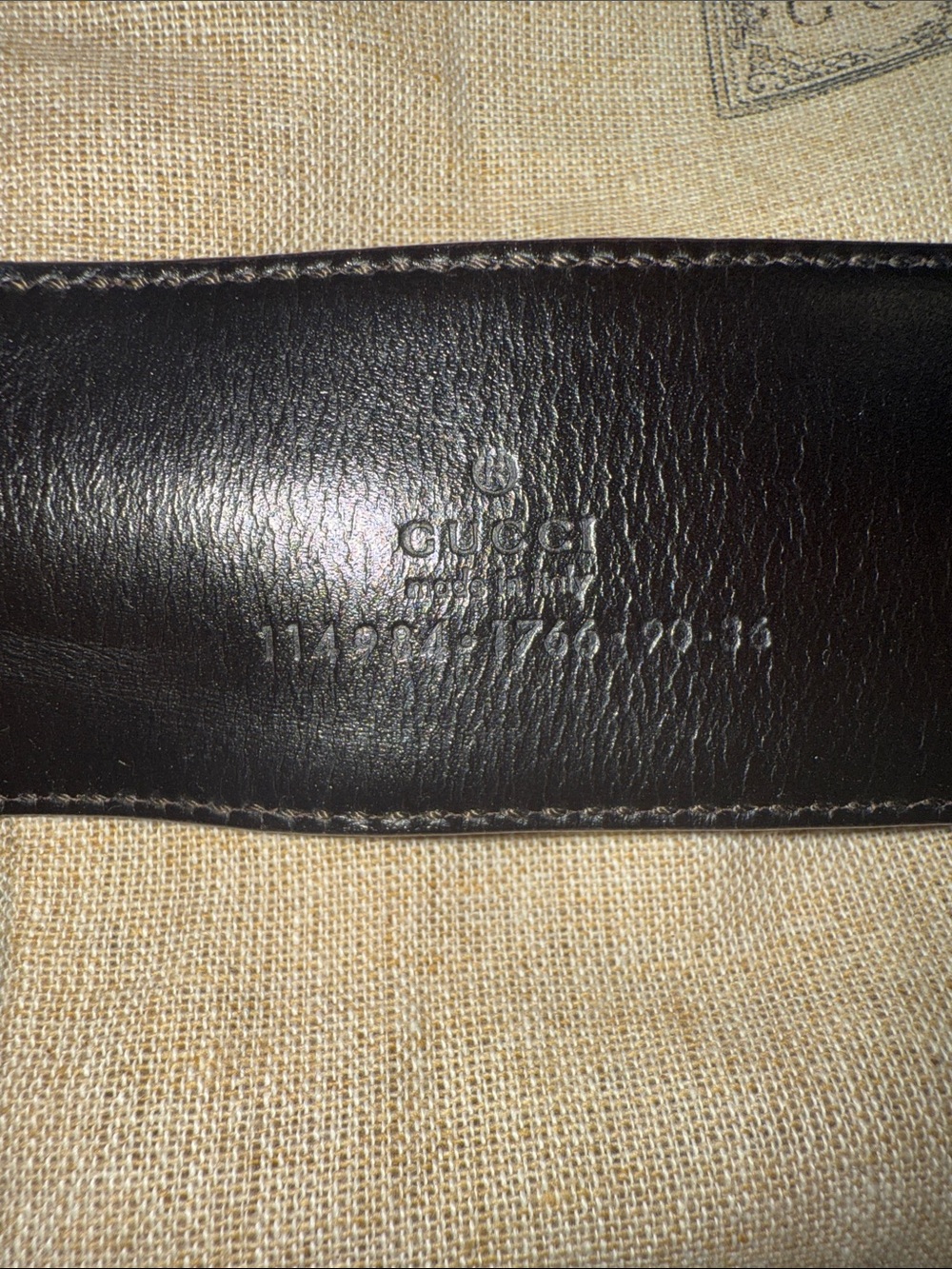 Gucci Brown Leather Belt with Green and Red Web Stripe - Picture 2 of 4